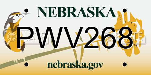 PWV268 Nebraska License Plate
