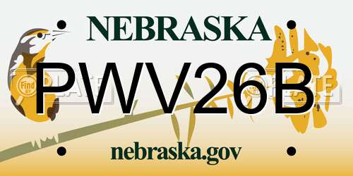 PWV26B Nebraska License Plate