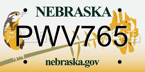 PWV765 Nebraska License Plate