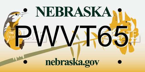 PWVT65 Nebraska License Plate