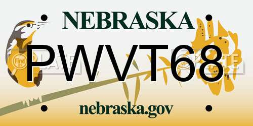 PWVT68 Nebraska License Plate