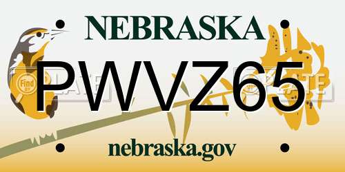 PWVZ65 Nebraska License Plate