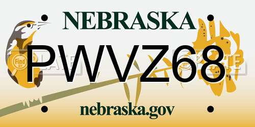 PWVZ68 Nebraska License Plate
