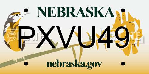 PXVU49 Nebraska License Plate