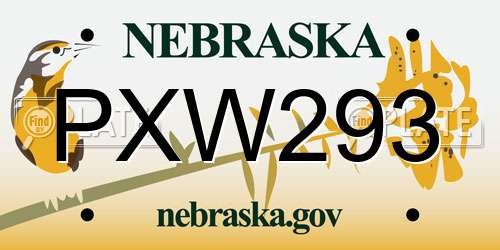 PXW293 Nebraska License Plate