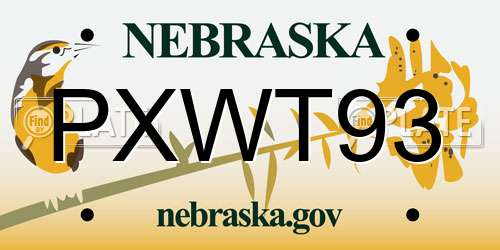 PXWT93 Nebraska License Plate