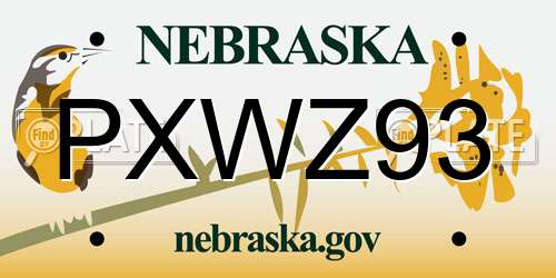 PXWZ93 Nebraska License Plate