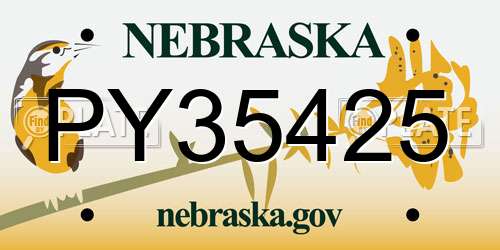 PY35425 Nebraska License Plate