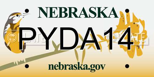 PYDA14 Nebraska License Plate