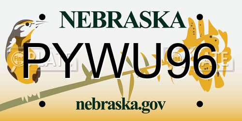 PYWU96 Nebraska License Plate