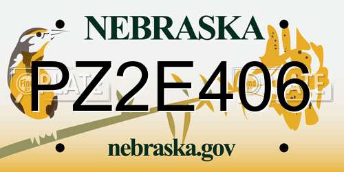 PZ2E406 Nebraska License Plate