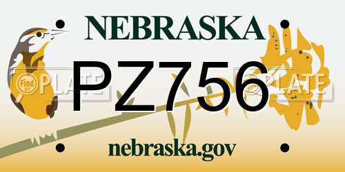 PZ756 Nebraska License Plate