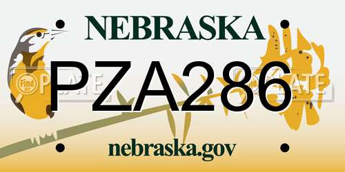 PZA286 Nebraska License Plate