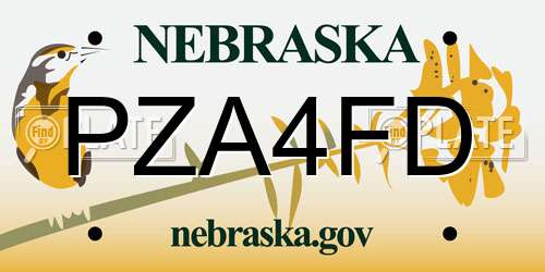 PZA4FD Nebraska License Plate