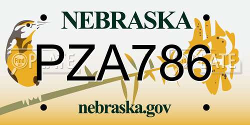 PZA786 Nebraska License Plate