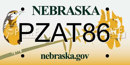 PZAT86 Nebraska License Plate