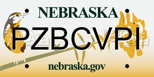 PZBCVPI Nebraska License Plate