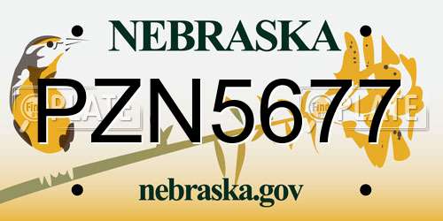PZN5677 Nebraska License Plate