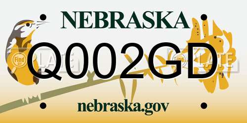 Q002GD Nebraska License Plate
