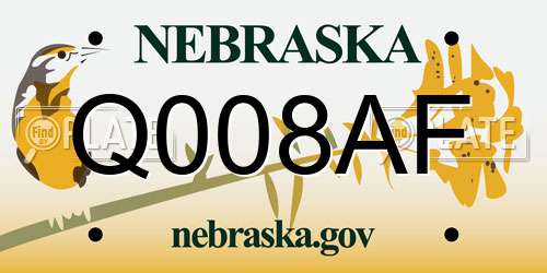 Q008AF Nebraska License Plate