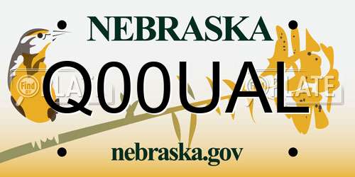 Q00UAL Nebraska License Plate