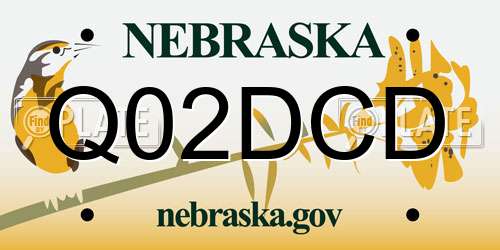 Q02DCD Nebraska License Plate