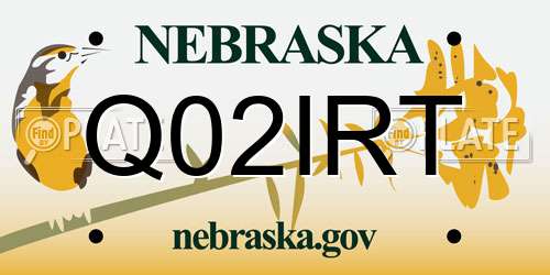 Q02IRT Nebraska License Plate