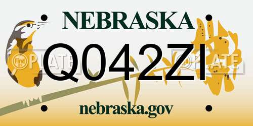 Q042ZI Nebraska License Plate