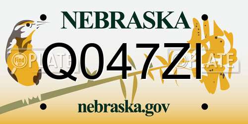 Q047ZI Nebraska License Plate