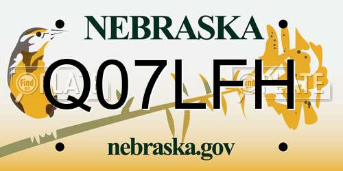 Q07LFH Nebraska License Plate