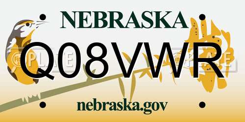 Q08VWR Nebraska License Plate