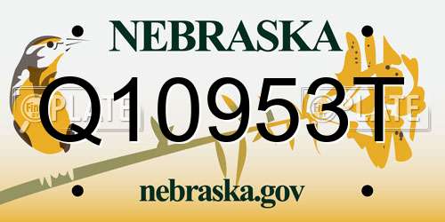 Q10953T Nebraska License Plate