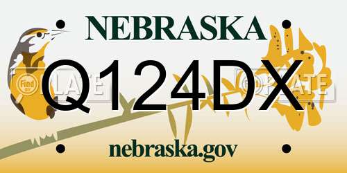 Q124DX Nebraska License Plate