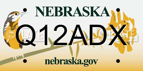 Q12ADX Nebraska License Plate