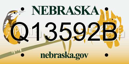 Q13592B Nebraska License Plate