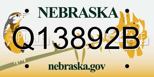 Q13892B Nebraska License Plate