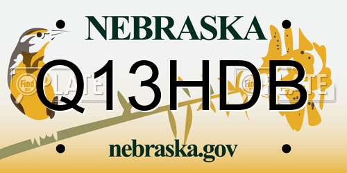 Q13HDB Nebraska License Plate
