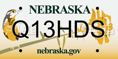 Q13HDS Nebraska License Plate