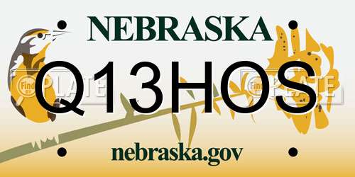 Q13HOS Nebraska License Plate