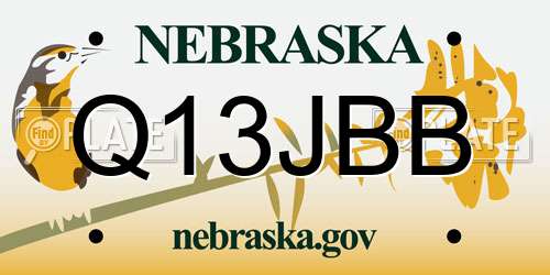 Q13JBB Nebraska License Plate