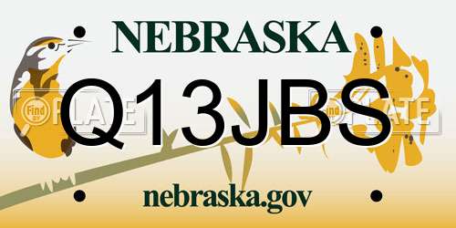 Q13JBS Nebraska License Plate