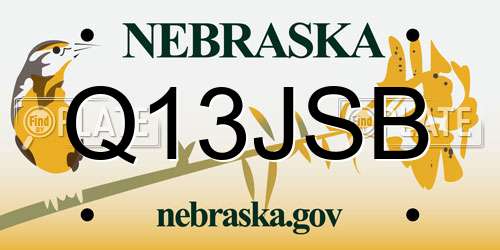 Q13JSB Nebraska License Plate