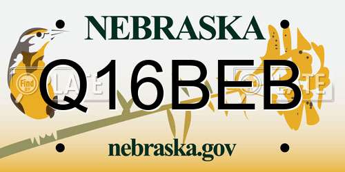 Q16BEB Nebraska License Plate