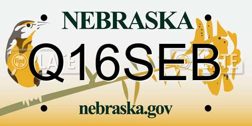 Q16SEB Nebraska License Plate