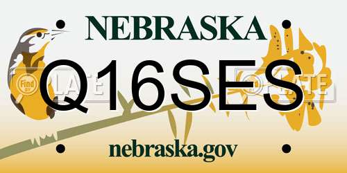 Q16SES Nebraska License Plate