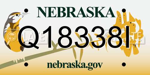 Q18338I Nebraska License Plate
