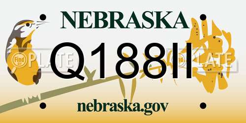 Q188II Nebraska License Plate