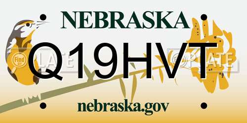 Q19HVT Nebraska License Plate
