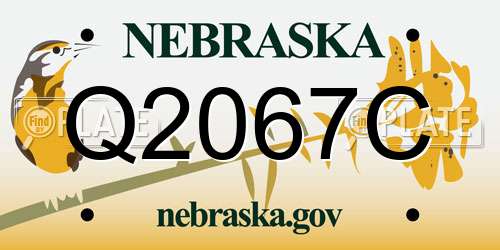 Q2067C Nebraska License Plate