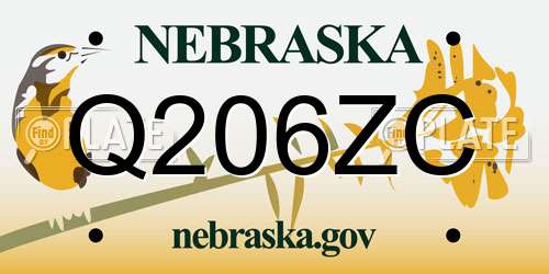Q206ZC Nebraska License Plate